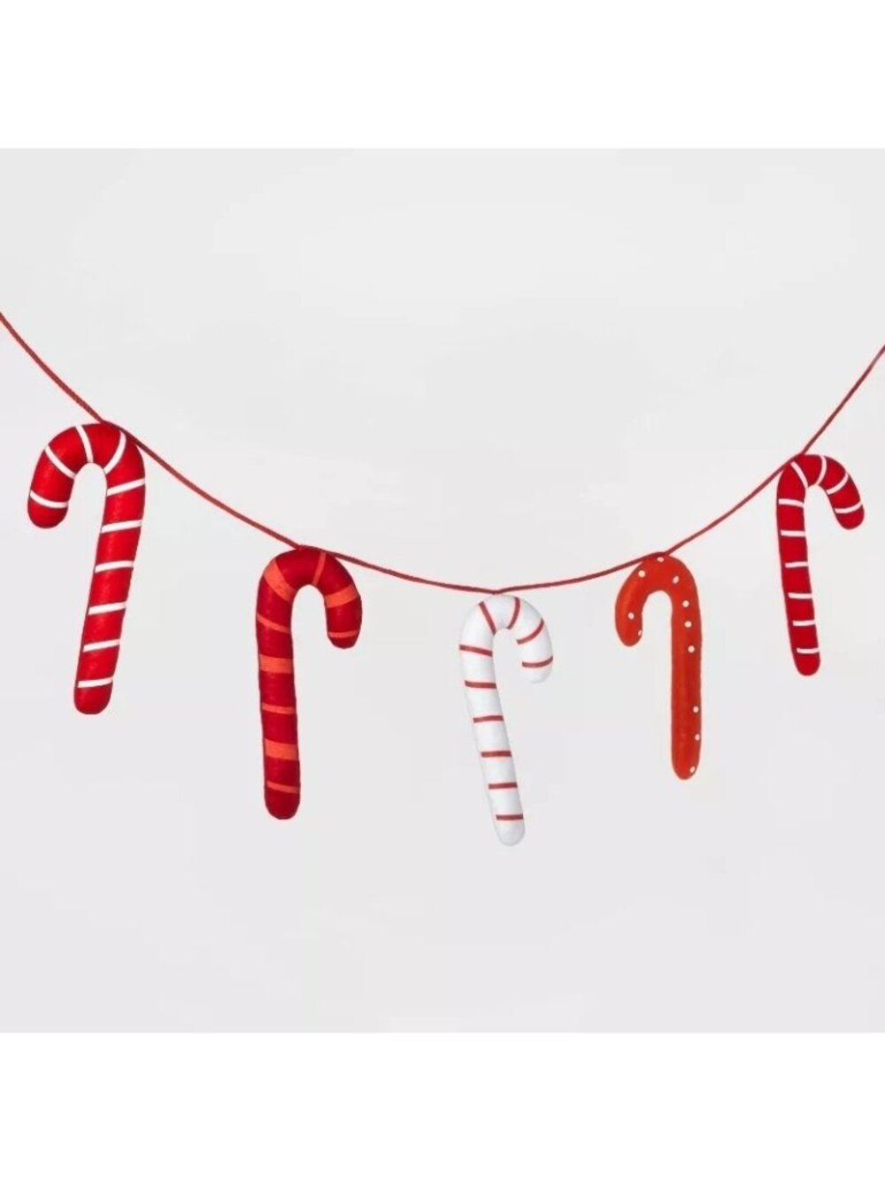 Wondershop 6' Christmas Holiday Fabric Candy Cane Garland Red Stripe